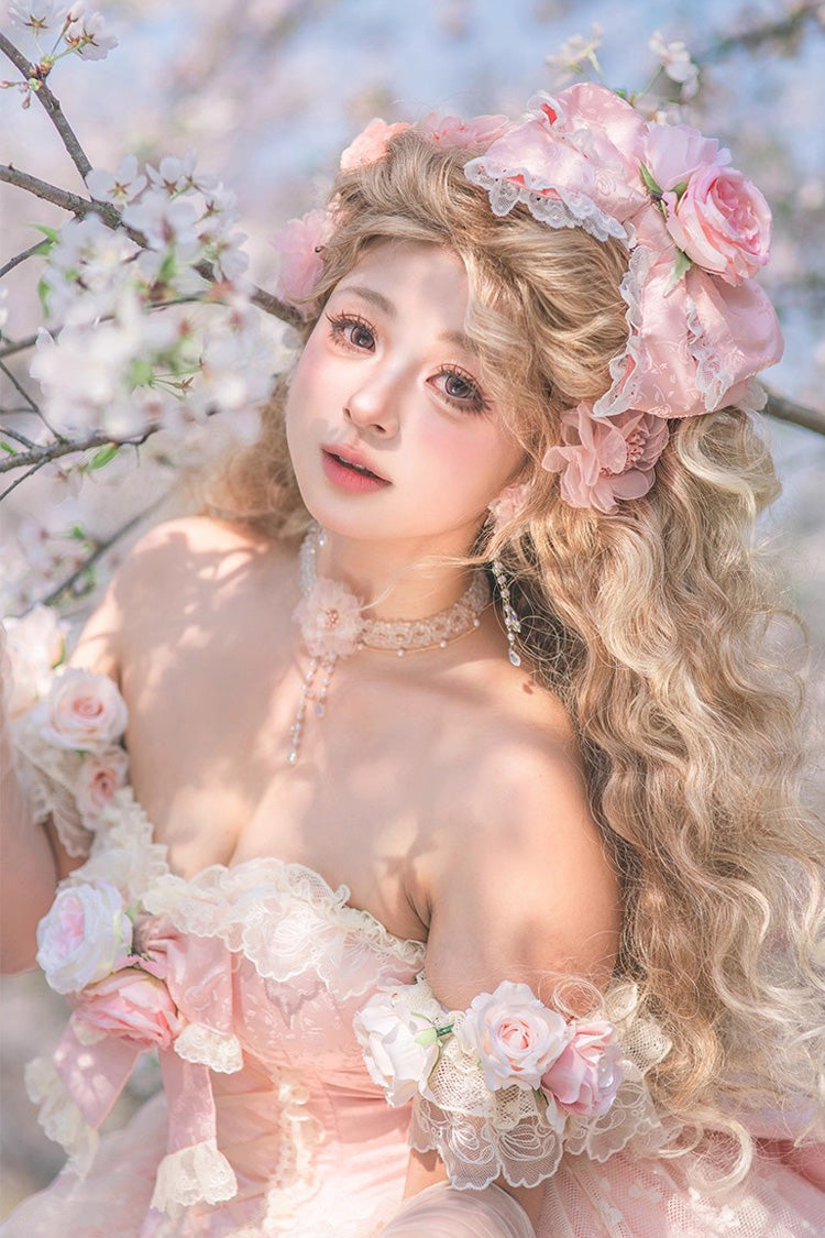 Lolita JSK Dress - Love And Roses, Pink, Ruffled, Sweet Style, Bow Detail - additional product view 11