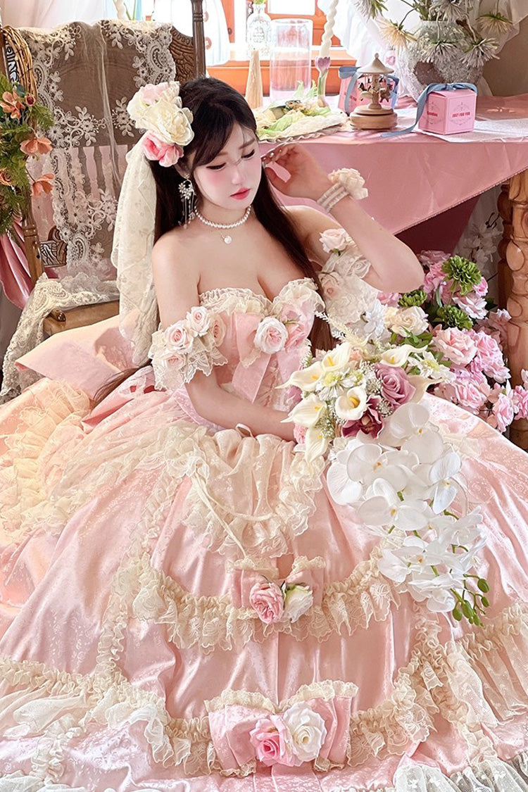 Lolita JSK Dress - Love And Roses, Pink, Ruffled, Sweet Style, Bow Detail - additional product view 12