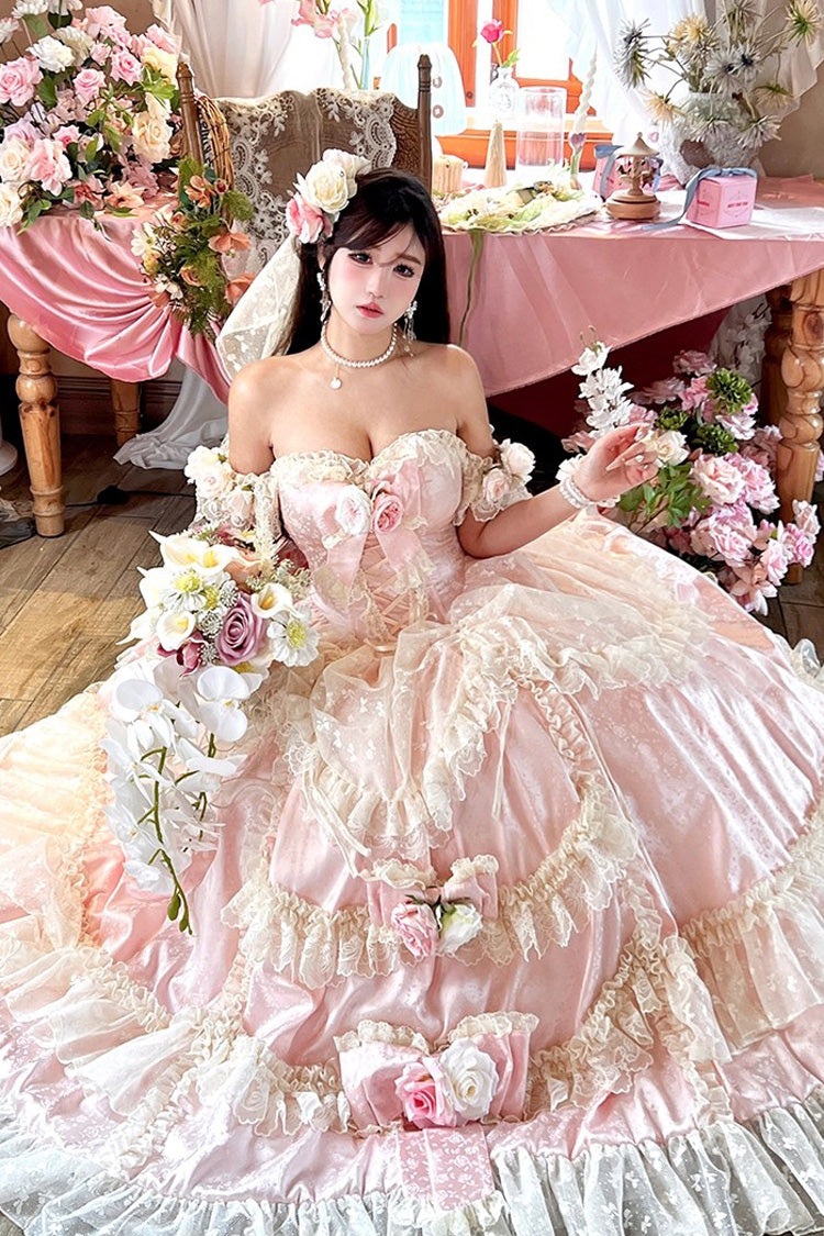 Lolita JSK Dress - Love And Roses, Pink, Ruffled, Sweet Style, Bow Detail - additional product view 13