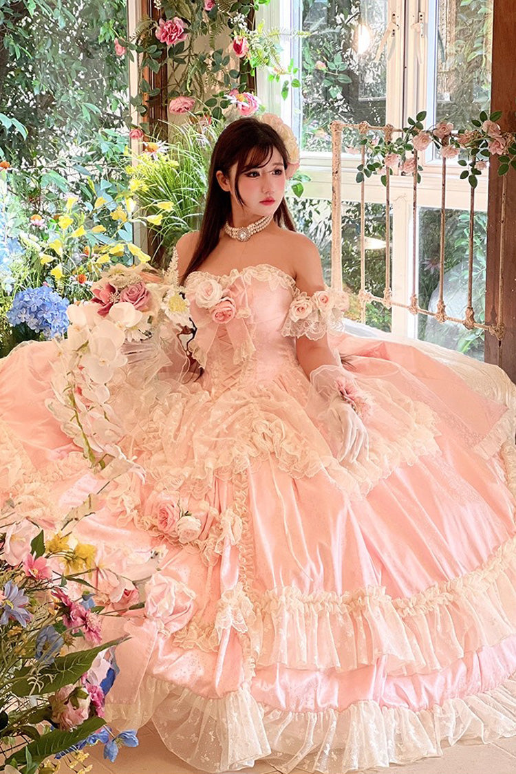 Lolita JSK Dress - Love And Roses, Pink, Ruffled, Sweet Style, Bow Detail - additional product view 14