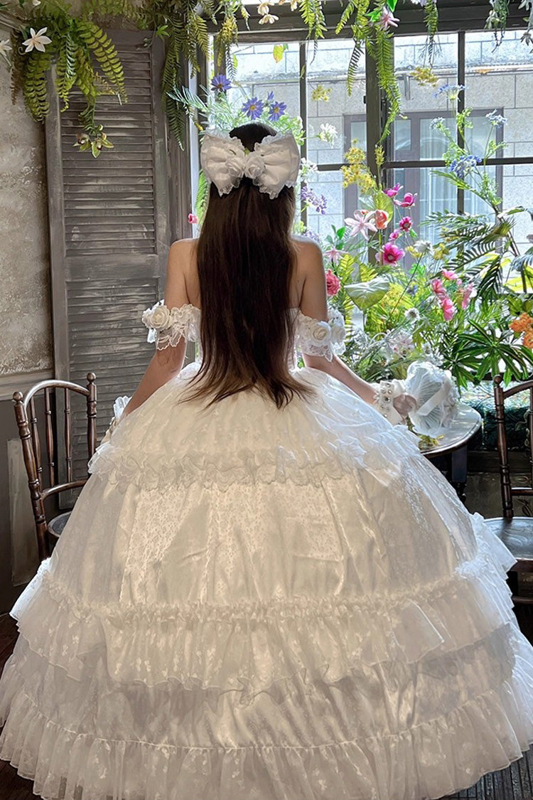 Lolita JSK Dress - Love And Roses, White, Lace Trim, Ruffled, Sweet Style - additional product view 2