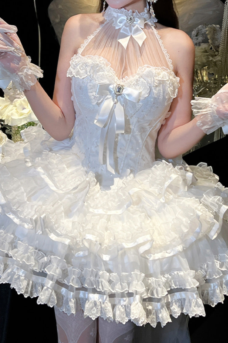Lolita JSK Dress - Love God Bride, White, Lace Trim, Ruffled, Halterneck - additional product view 4