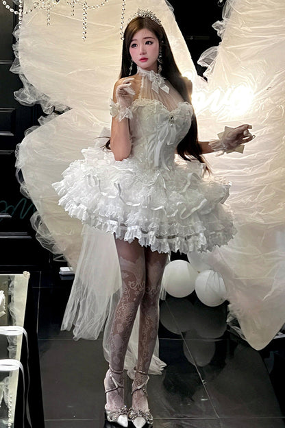 Lolita JSK Dress - Love God Bride, White, Lace Trim, Ruffled, Halterneck - additional product view 5