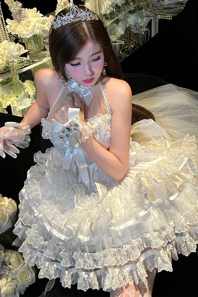 Lolita JSK Dress - Love God Bride, White, Lace Trim, Ruffled, Halterneck - additional product view 7