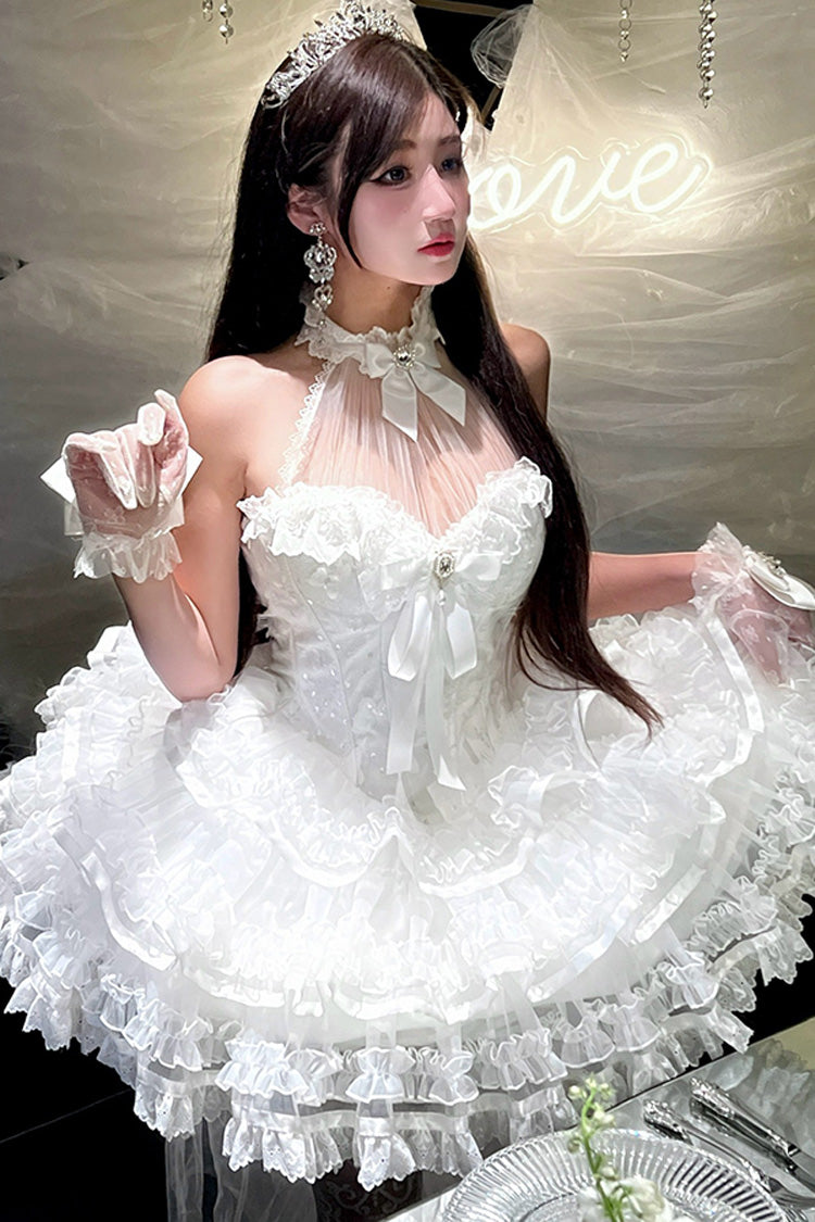 Lolita JSK Dress - Love God Bride, White, Lace Trim, Ruffled, Halterneck - additional product view 8