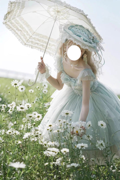 Lolita JSK Dress - Love Is Coming, Green, Bow Detail, Ruffled, Embroidered - additional product view 4