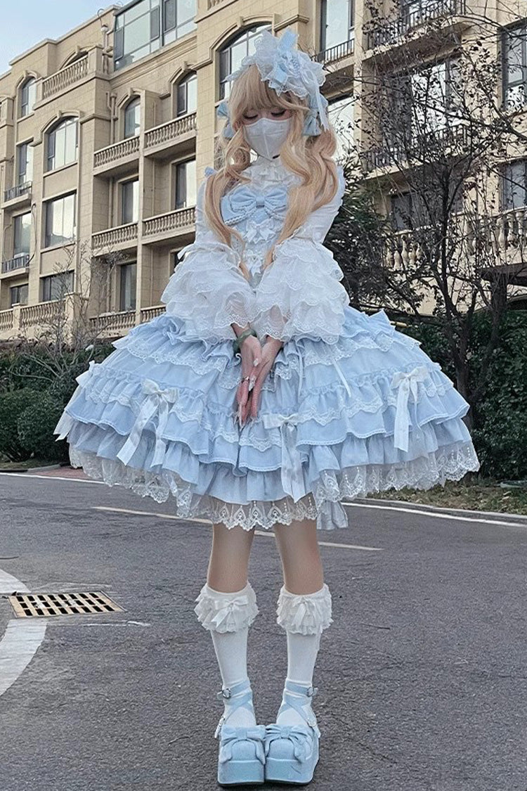 Lolita JSK Dress - Love Notebook, 5 Colors, Sweet Style, Bow Detail, Lace Trim - S Blue / M Blue / L Blue option
