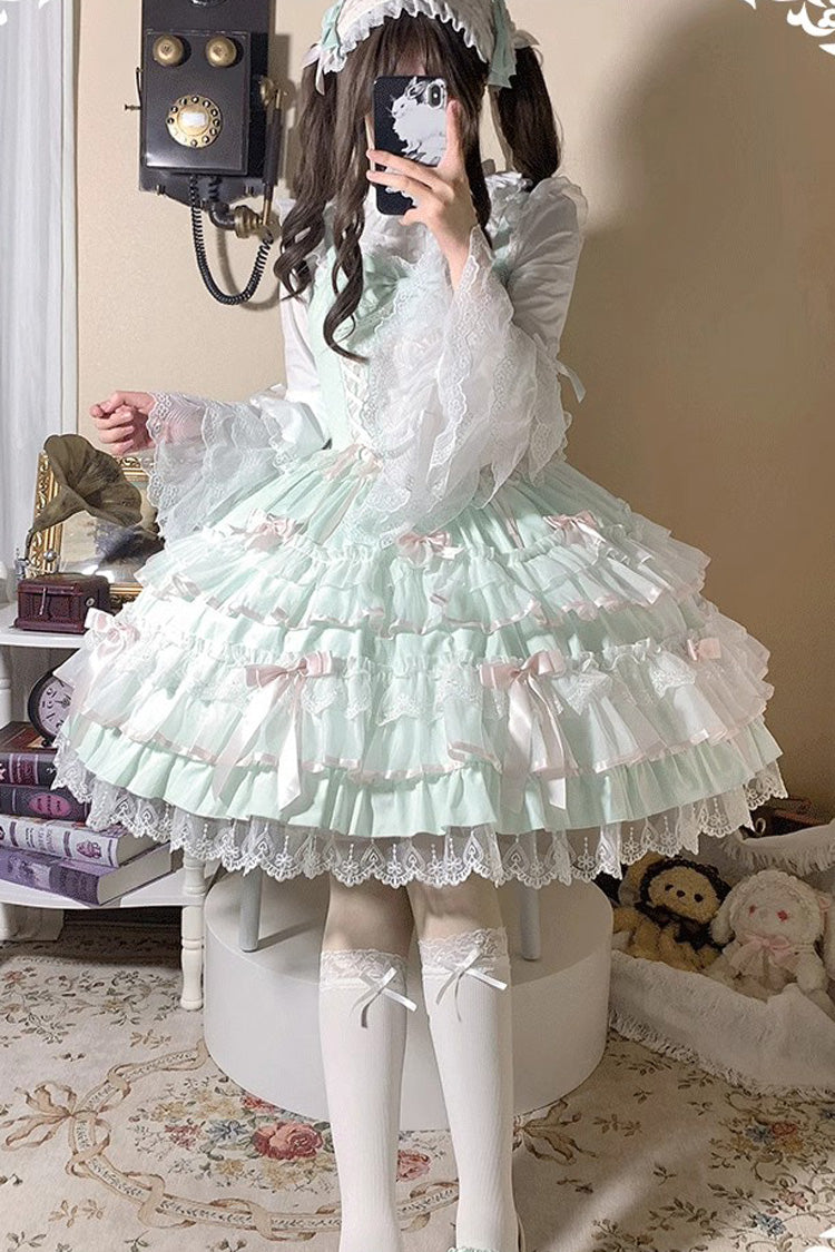 Lolita JSK Dress - Love Notebook, 5 Colors, Sweet Style, Bow Detail, Lace Trim - S Green / M Green / L Green option