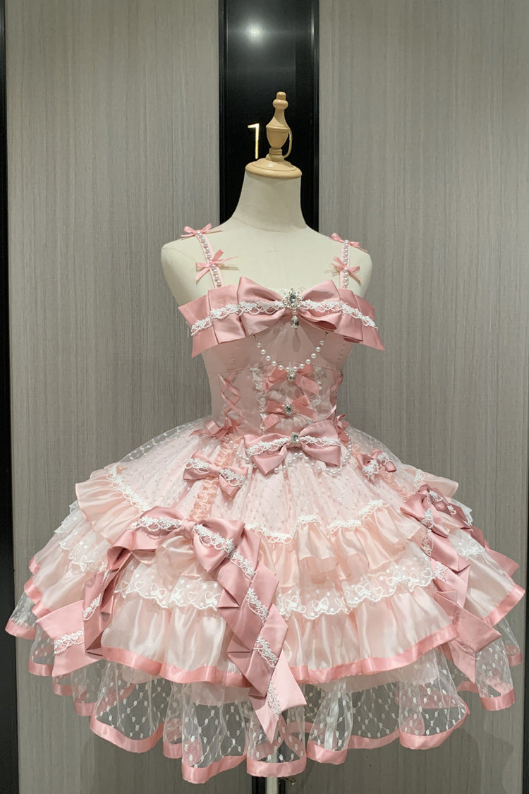 Lolita JSK Dress - Love Of Gemstones, Pink, Lace Trim, Ruffled, Layered - additional product view 2