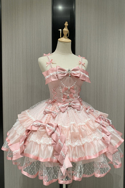 Lolita JSK Dress - Love Of Gemstones, Pink, Lace Trim, Ruffled, Layered - additional product view 2