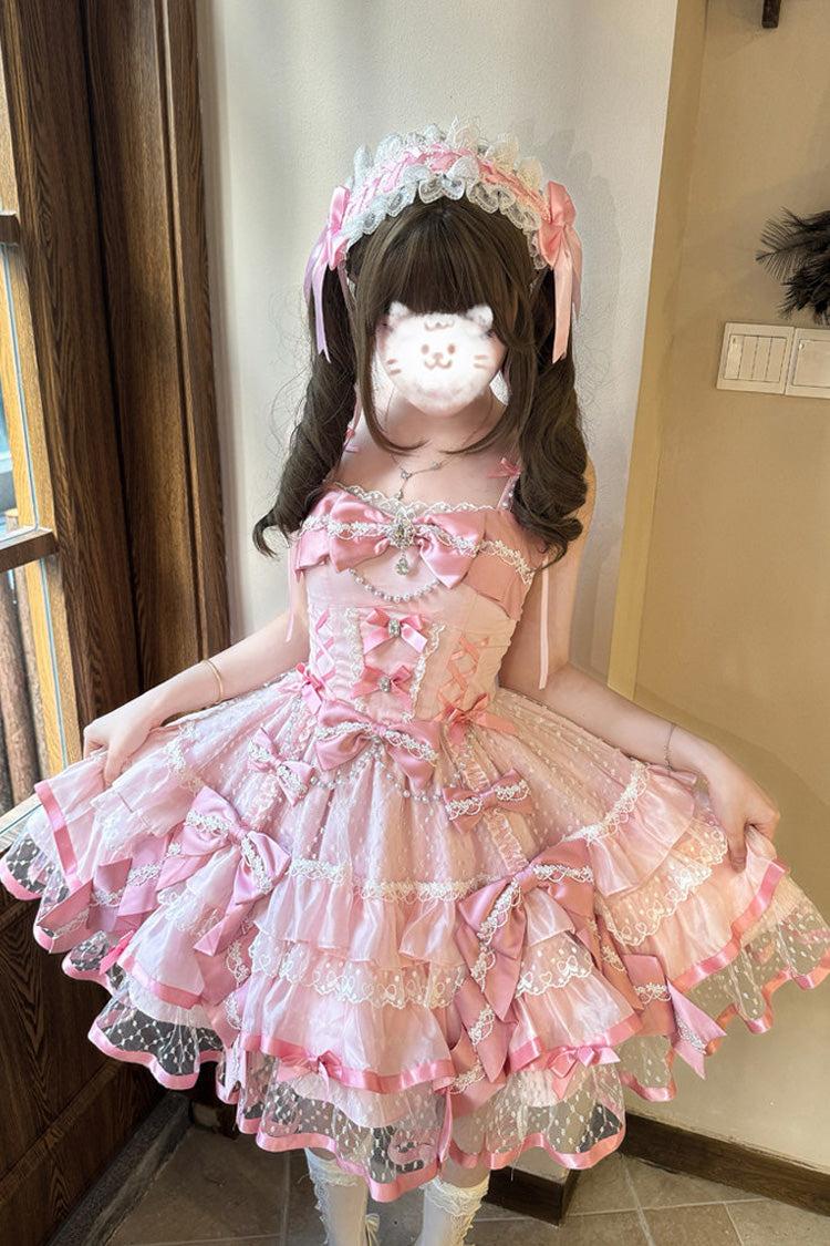 Lolita JSK Dress - Love Of Gemstones, Pink, Lace Trim, Ruffled, Layered - additional product view 3