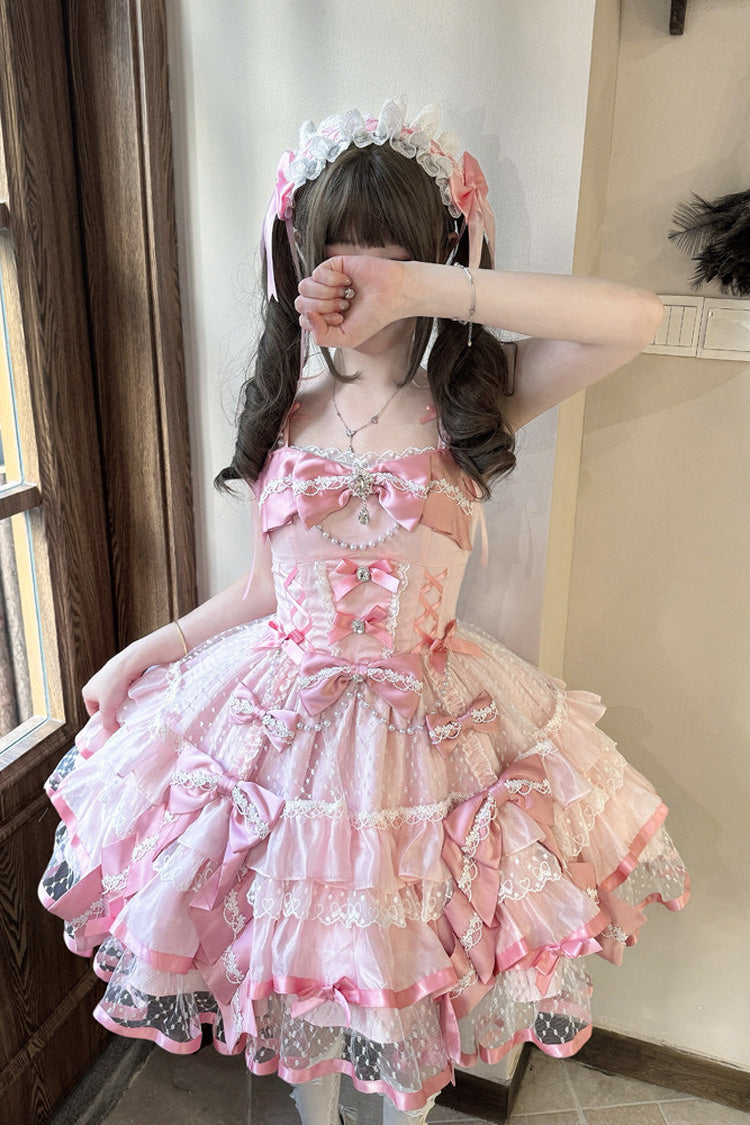 Lolita JSK Dress - Love Of Gemstones, Pink, Lace Trim, Ruffled, Layered - additional product view 4