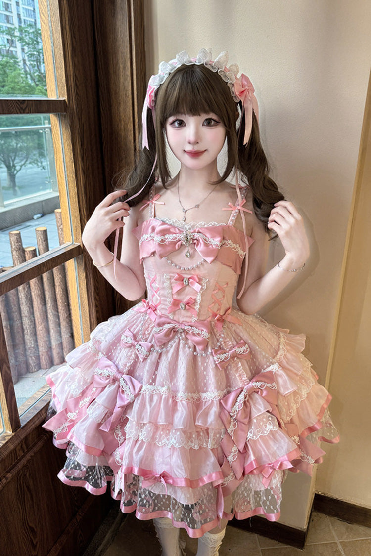 Lolita JSK Dress - Love Of Gemstones, Pink, Lace Trim, Ruffled, Layered - additional product view 6