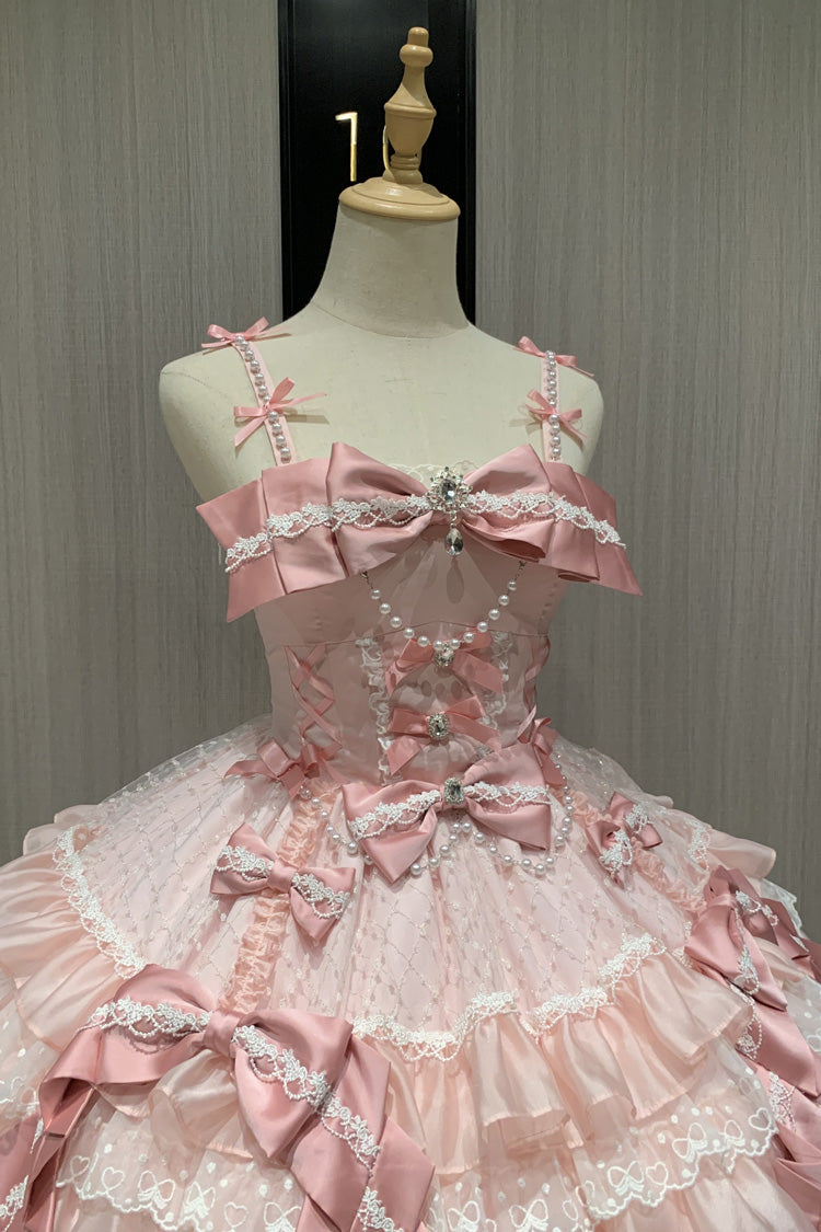 Lolita JSK Dress - Love Of Gemstones, Pink, Lace Trim, Ruffled, Layered - additional product view 7