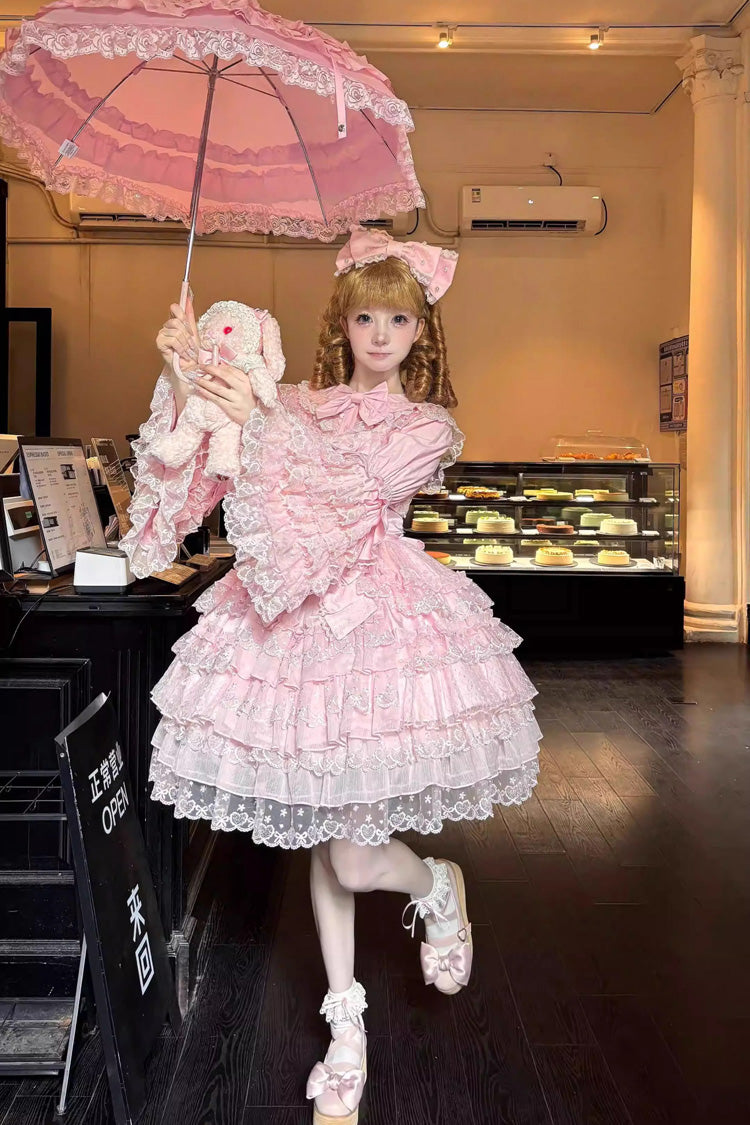 Lolita JSK Dress - Love Overture, Pink, Sweet Style, Bow Detail, Lace Trim - additional product view 2