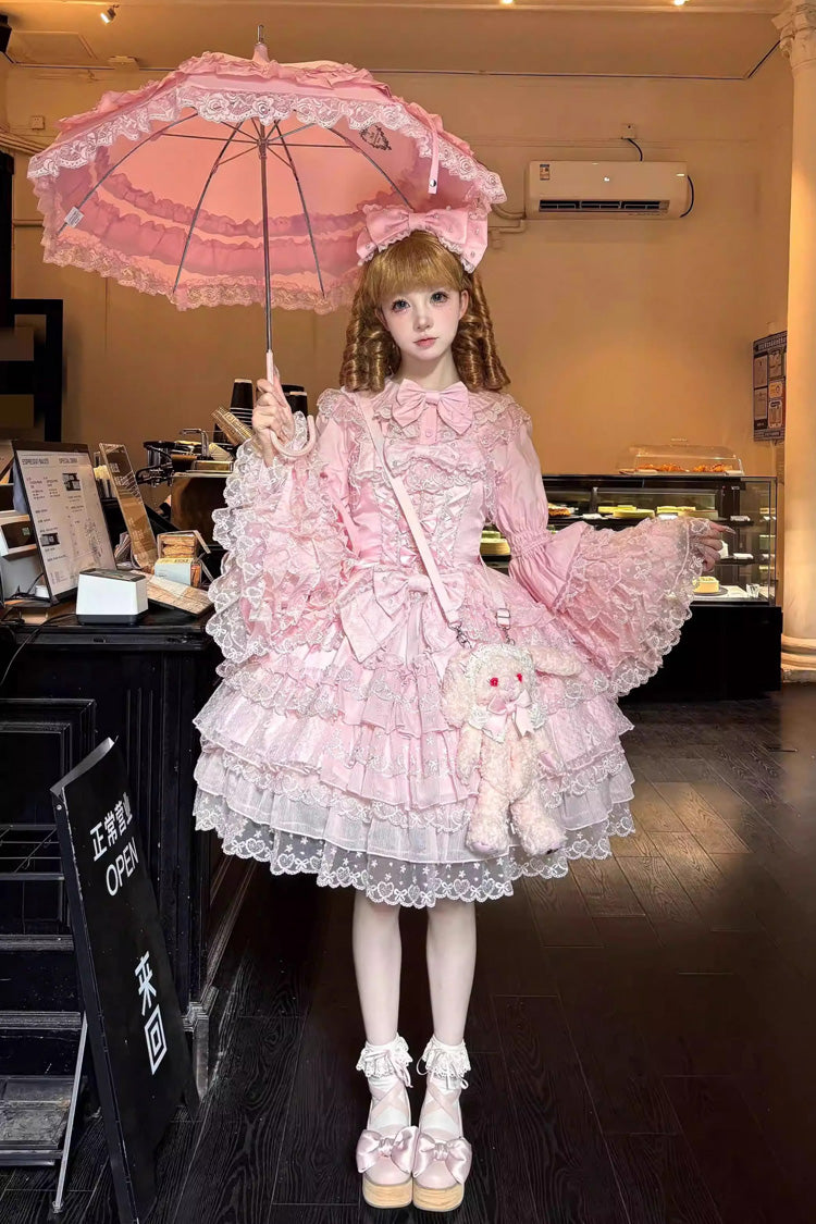 Lolita JSK Dress - Love Overture, Pink, Sweet Style, Bow Detail, Lace Trim - additional product view 4