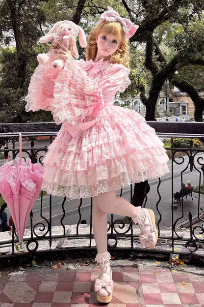 Lolita JSK Dress - Love Overture, Pink, Sweet Style, Bow Detail, Lace Trim - additional product view 6