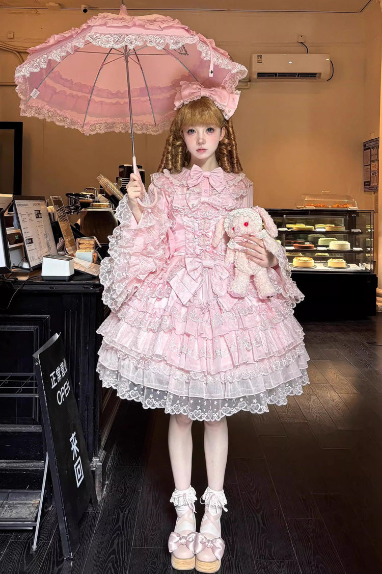 Lolita JSK Dress - Love Overture, Pink, Sweet Style, Bow Detail, Lace Trim - additional product view 7