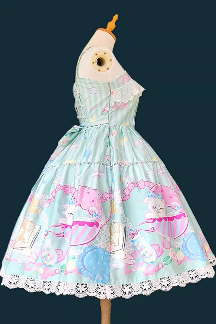 Lolita JSK Dress - Macaron Dolly House, Green, Sweet Style, Bow Detail, Printed - additional product view 2