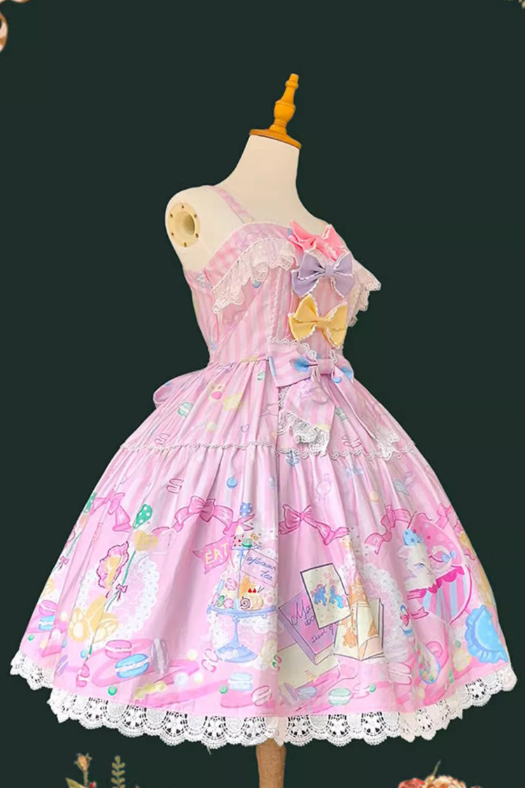 Lolita JSK Dress - Macaron Dolly House, Pink, Bow Detail, Printed, Sweet Style - additional product view 5