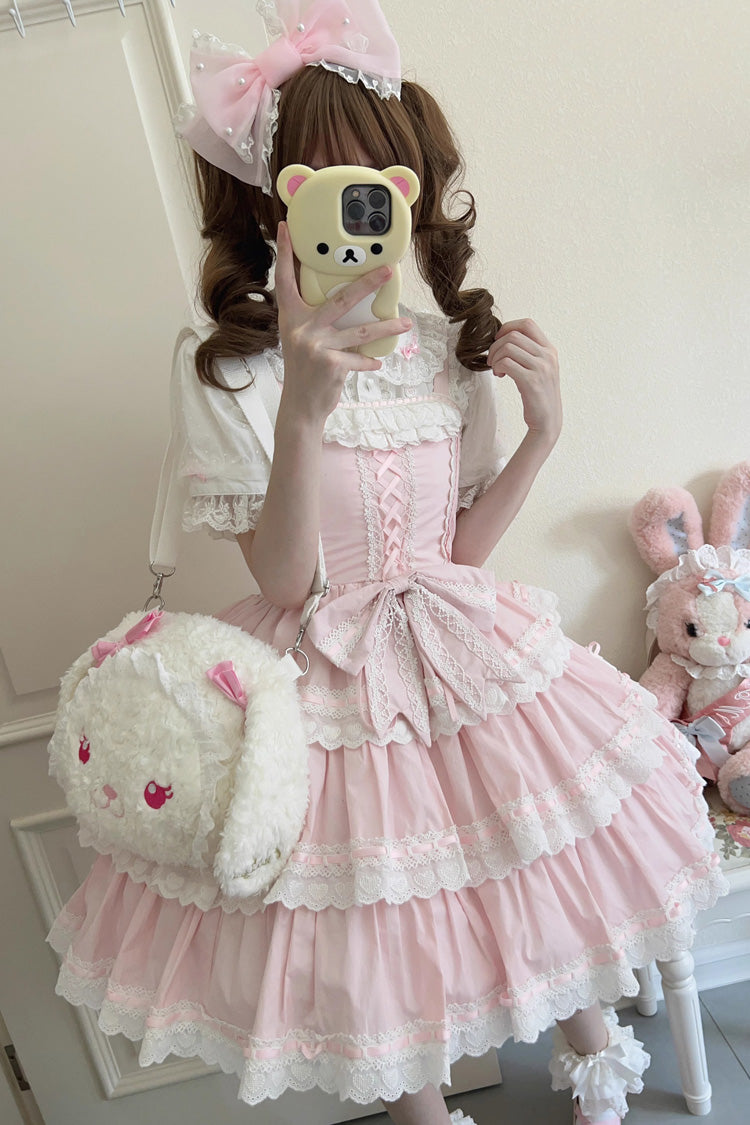 Lolita JSK Dress - Maiden Heart, Pink, Layered, Sweet Style, Bow Detail - additional product view 4
