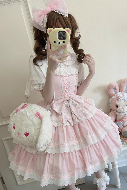 Lolita JSK Dress - Maiden Heart, Pink, Layered, Sweet Style, Bow Detail - additional product view 4