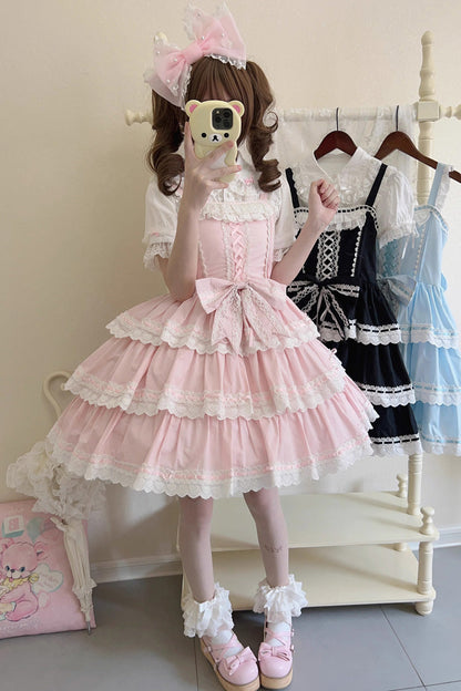 Lolita JSK Dress - Maiden Heart, Pink, Layered, Sweet Style, Bow Detail - additional product view 5