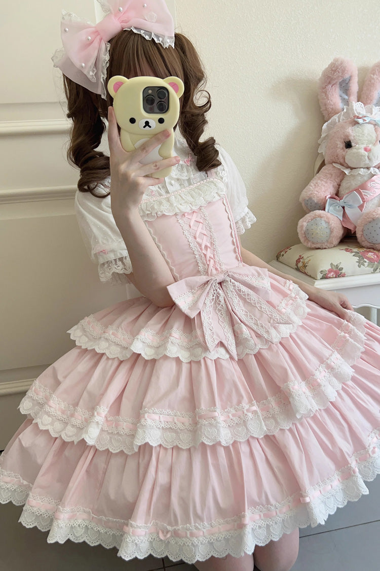 Lolita JSK Dress - Maiden Heart, Pink, Layered, Sweet Style, Bow Detail - additional product view 6