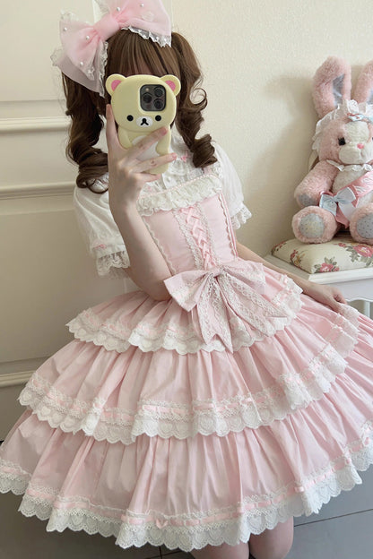 Lolita JSK Dress - Maiden Heart, Pink, Layered, Sweet Style, Bow Detail - additional product view 6