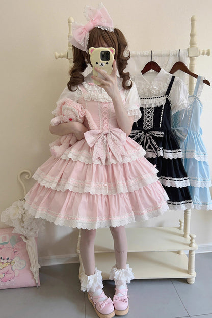 Lolita JSK Dress - Maiden Heart, Pink, Layered, Sweet Style, Bow Detail - additional product view 7
