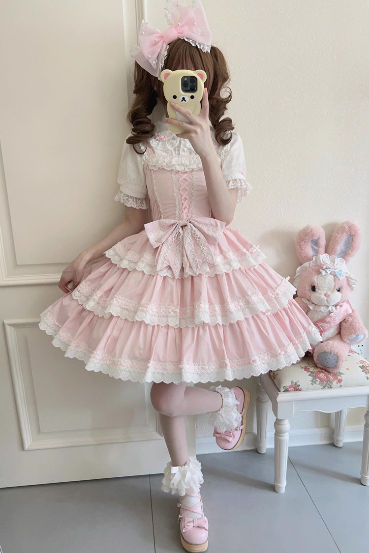 Lolita JSK Dress - Maiden Heart, Pink, Layered, Sweet Style, Bow Detail - main product image