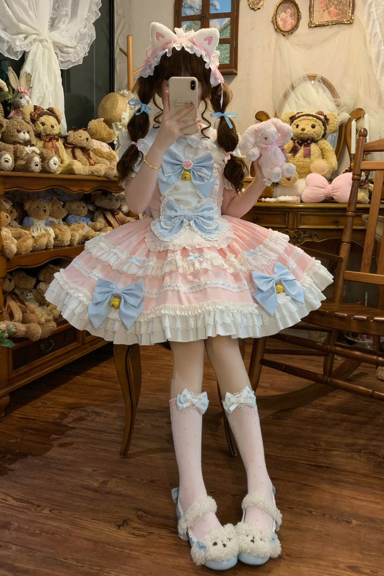 Lolita JSK Dress - Meowling Sweet Maid, Pink, Sweet Style, Bow Detail, Lace Trim - additional product view 3