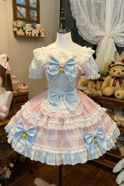 Lolita JSK Dress - Meowling Sweet Maid, Pink, Sweet Style, Bow Detail, Lace Trim - main product image