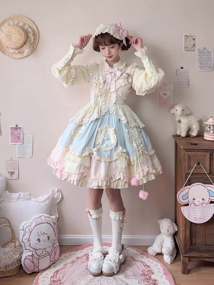 Lolita JSK Dress - Mianmian Macaron, Multi-Color, Short Version, Short Length, Layered - additional product view 2
