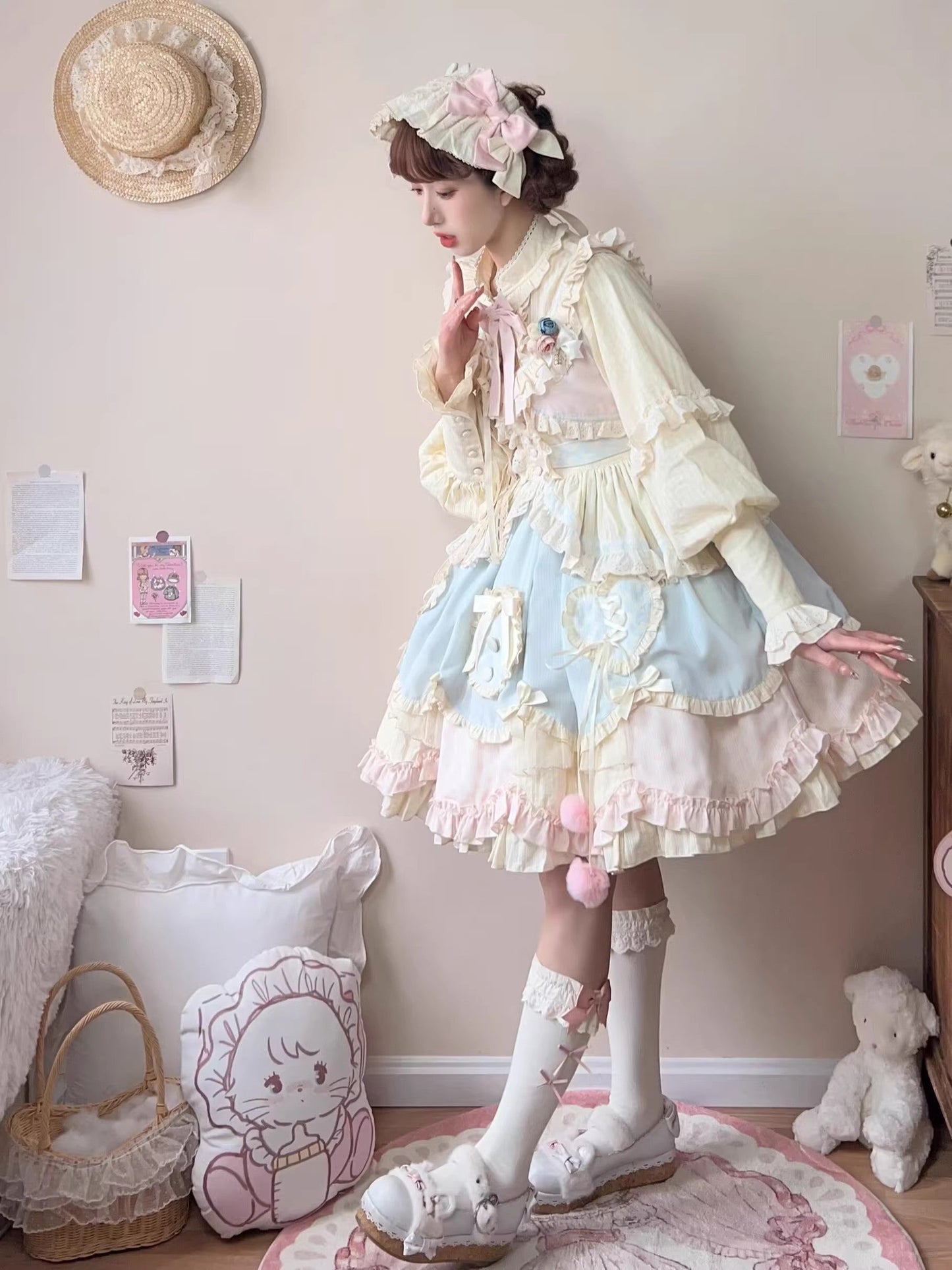 Lolita JSK Dress - Mianmian Macaron, Multi-Color, Short Version, Short Length, Layered - additional product view 3