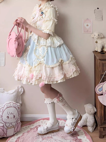Lolita JSK Dress - Mianmian Macaron, Multi-Color, Short Version, Short Length, Layered - additional product view 5