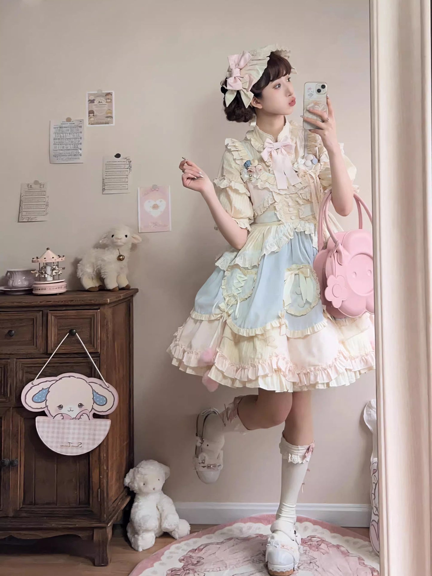 Lolita JSK Dress - Mianmian Macaron, Multi-Color, Short Version, Short Length, Layered - additional product view 6