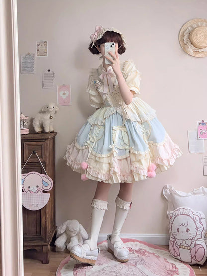 Lolita JSK Dress - Mianmian Macaron, Multi-Color, Short Version, Short Length, Layered - additional product view 7