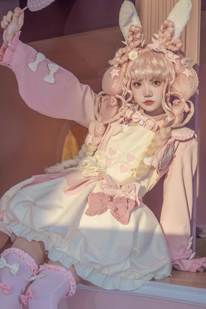 Lolita JSK Dress - Milk Fufu, 2 Colors, Ruffled, Sweet Style, Bow Detail - additional product view 5