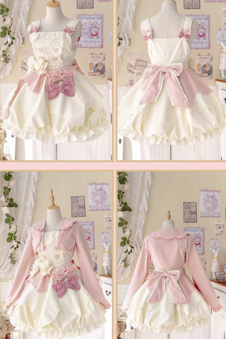 Lolita JSK Dress - Milk Fufu, 2 Colors, Ruffled, Sweet Style, Bow Detail - additional product view 6