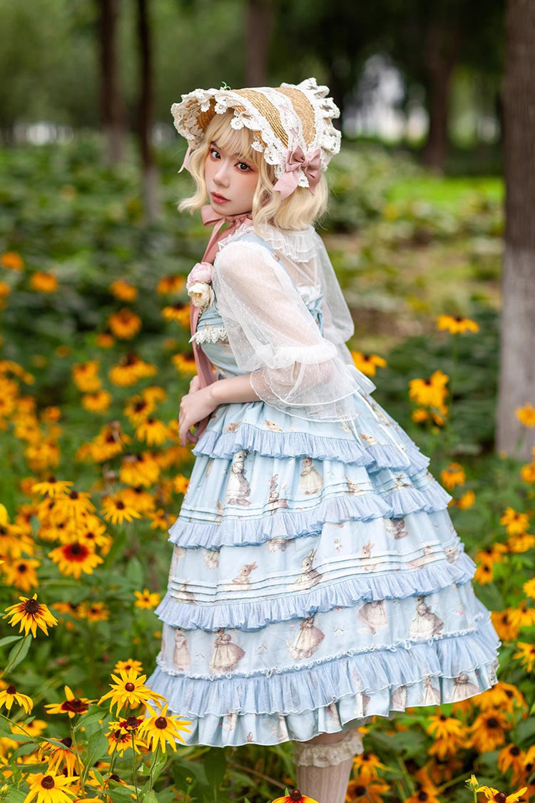 Lolita JSK Dress - Miss Rabbit Dance Print, 4 Colors, Ruffled, Printed, Sweet Style - additional product view 7