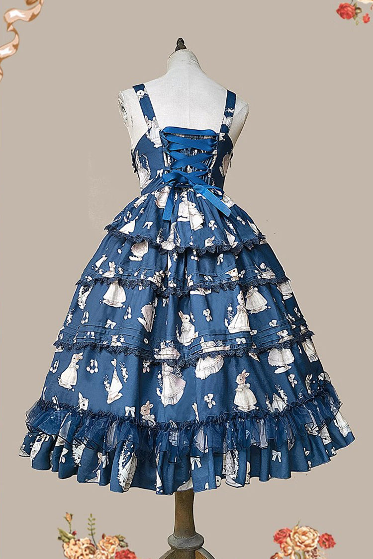 Lolita JSK Dress - Miss Rabbit Dance Print, 4 Colors, Ruffled, Printed, Sweet Style - additional product view 16