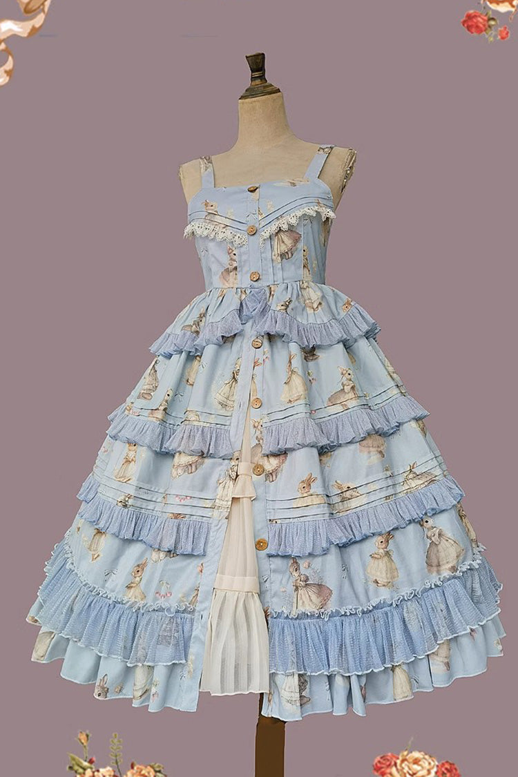 Lolita JSK Dress - Miss Rabbit Dance Print, 4 Colors, Ruffled, Printed, Sweet Style - additional product view 19