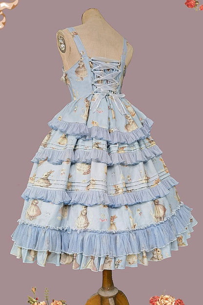 Lolita JSK Dress - Miss Rabbit Dance Print, 4 Colors, Ruffled, Printed, Sweet Style - additional product view 20