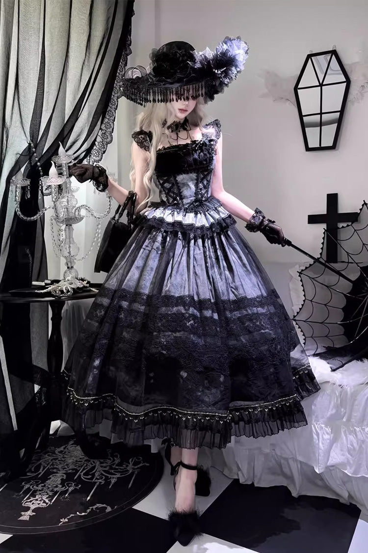 Lolita JSK Dress - Mist-shrouded Vineyard, 2 Colors, Lace-Up, Sweet Style, Bow Detail - additional product view 4