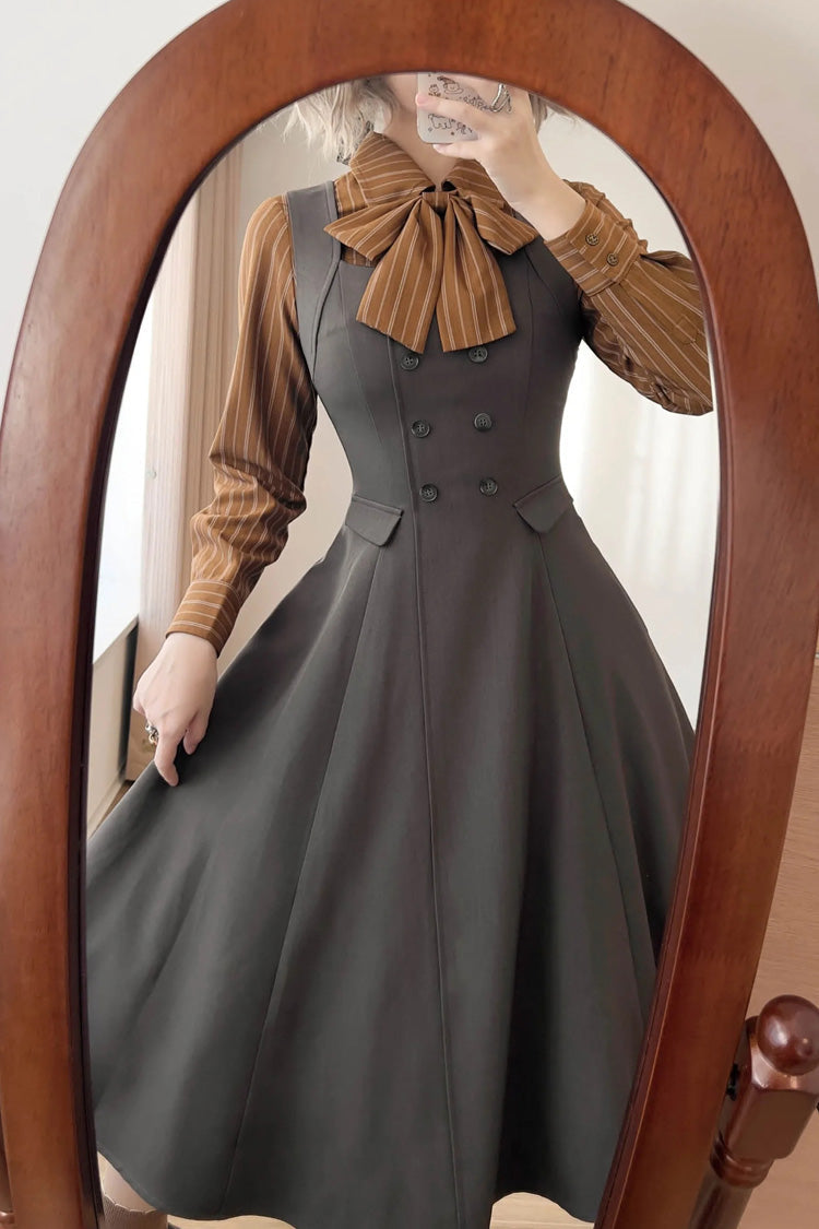 Lolita JSK Dress - Misty Shirt Forest, Gray, Square Collar, Classic Style, Ruffled - additional product view 2