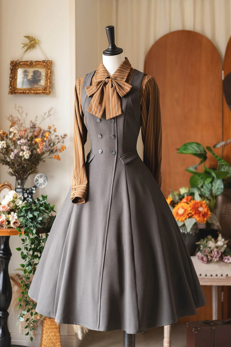 Lolita JSK Dress - Misty Shirt Forest, Gray, Square Collar, Classic Style, Ruffled - additional product view 4