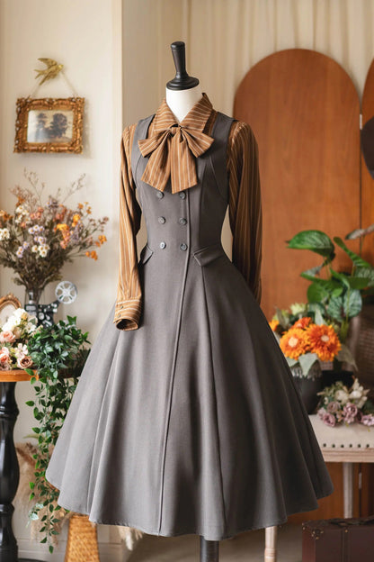 Lolita JSK Dress - Misty Shirt Forest, Gray, Square Collar, Classic Style, Ruffled - additional product view 4