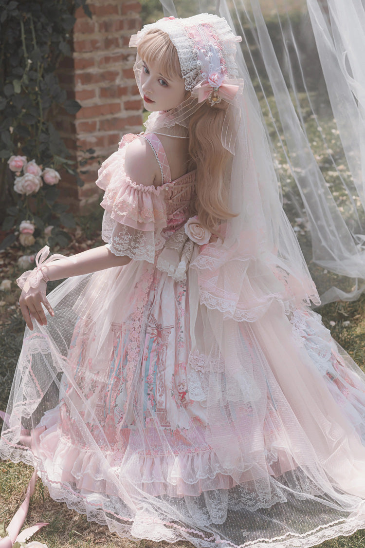 Lolita JSK Dress - Moonlight Melody, Pink, Detachable Detail, Layered, Sweet Style - additional product view 2