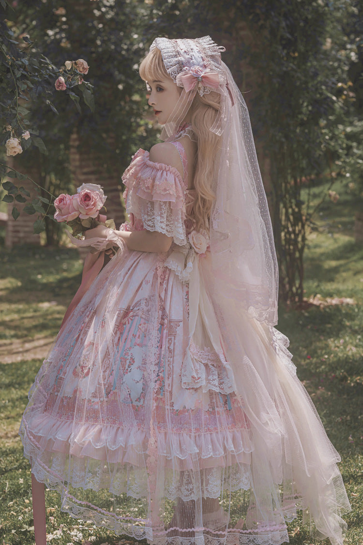 Lolita JSK Dress - Moonlight Melody, Pink, Detachable Detail, Layered, Sweet Style - additional product view 5